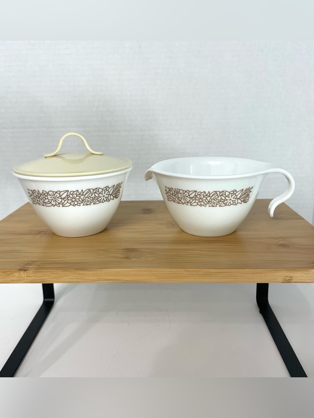 Vintage Corning Corelle Woodland Creamer & Sugar Bowl Set With Lid